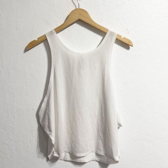 Varley Buckley Tank Size Small White Dropped Armholes Back Slit Activewear Loose - Picture 1 of 5